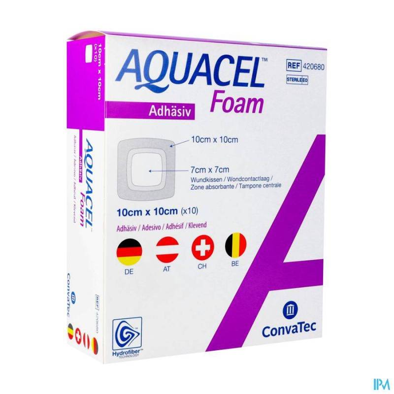 AQUACEL PANS MOUSSE ADH HYDROFIBER 10,0X10,0CM 10