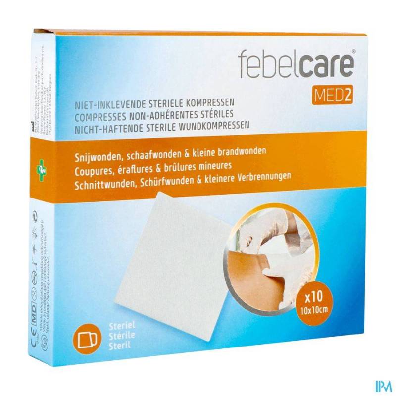 FEBELCARE MED2 COMPR.N/ADH. STER. 10,0X10,0CM 10X1