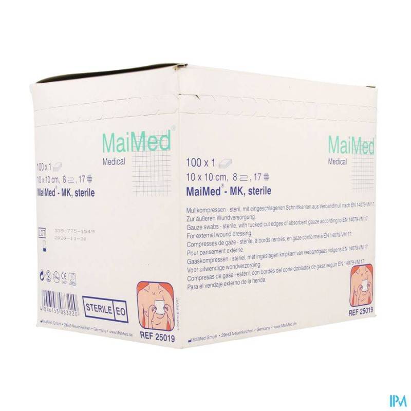 MAIMED 10X10CM COMPRESSE STERILE 100