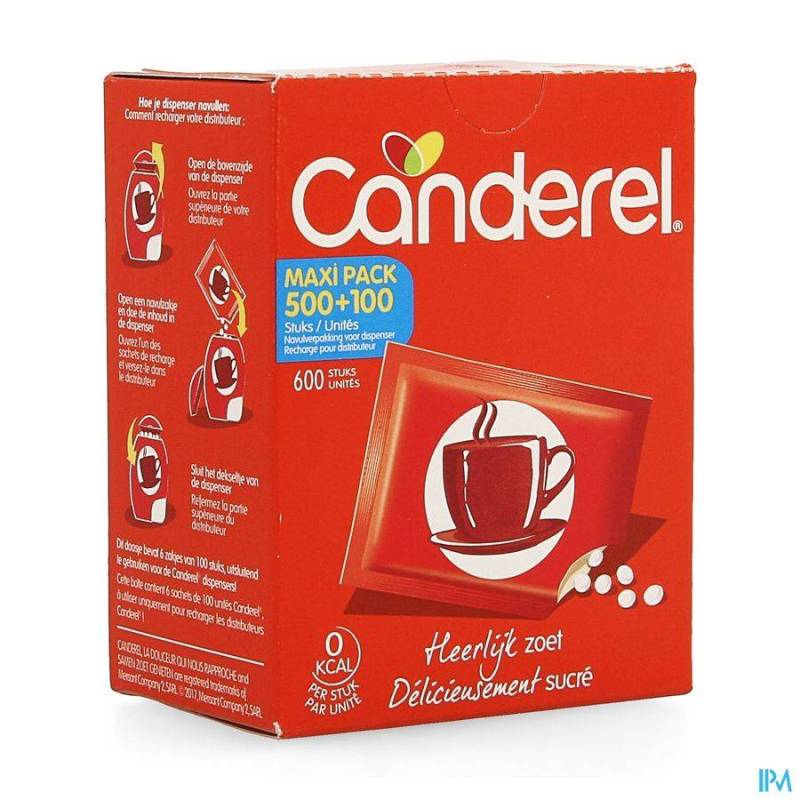 Canderel Navulpak Voor Dispenser Maxi Tabletten 500+100