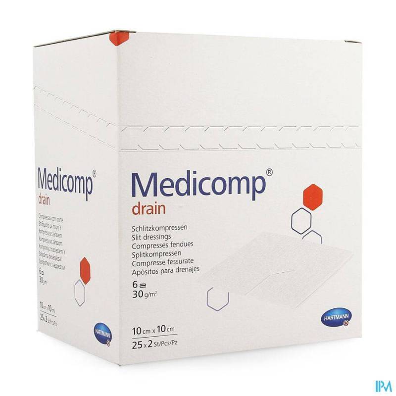 MEDICOMP DRAIN CP STER 10X10CM 25X2 4215353