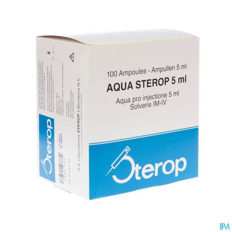 AQUA STEROP POUR INJ SOLVENS AMP 100 X 5ML