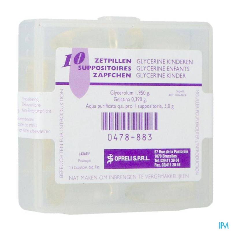 GLYCERINE SOPRELI SUPP INF 10