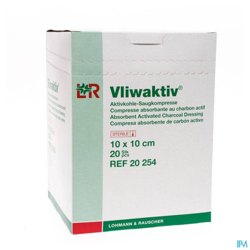 VLIWAKTIV CP CHARBON STERIL 10X10CM 20 20254