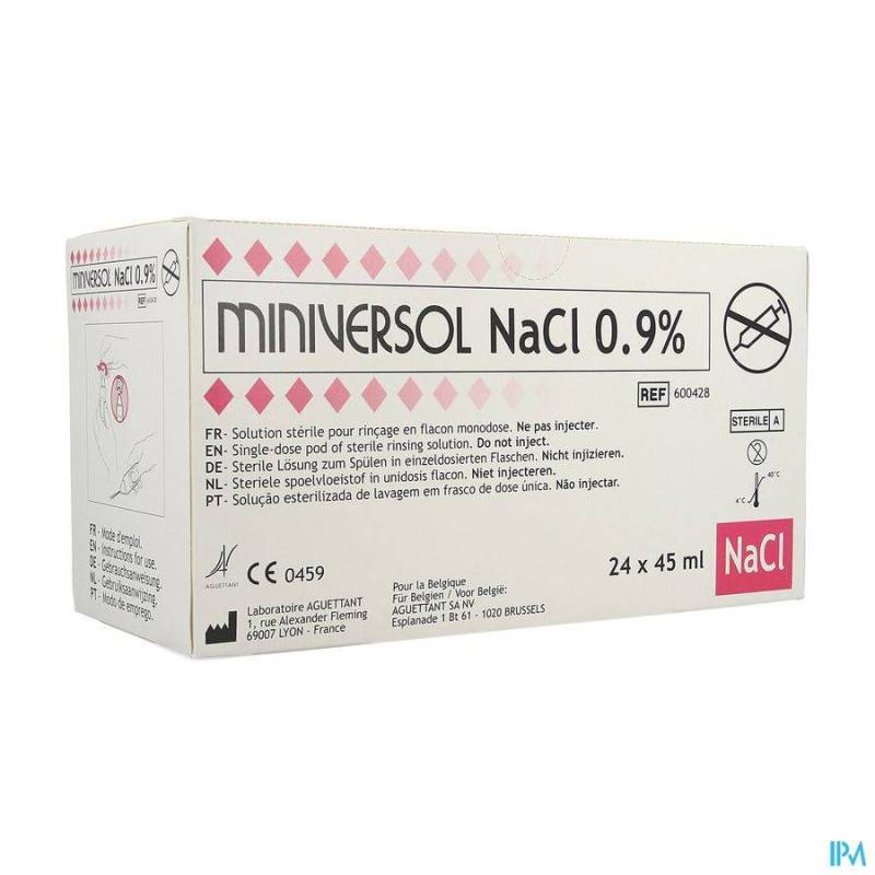 NACL 0,9% 45ML MINIVERSOL UD RINCAGE AGUETTANT 24