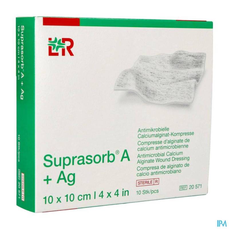 SUPRASORB A+AG CP ALG. CALC 10X10CM 10 20571