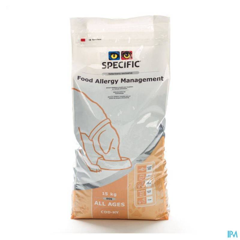 SPECIFIC CDD-HY FOOD ALLERGY CHIEN 15KG