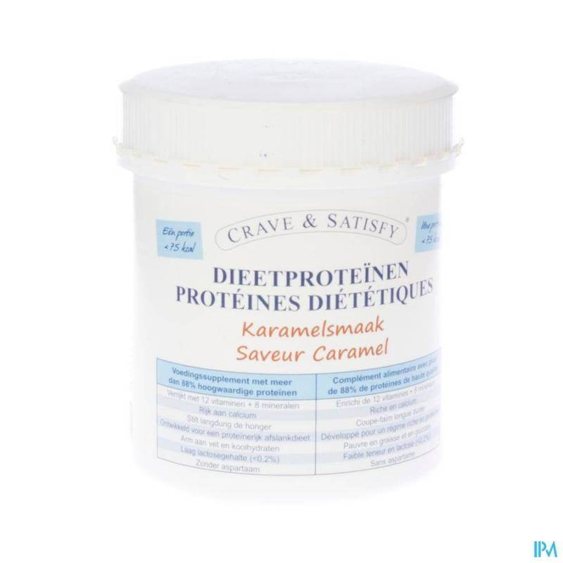 Crave en Satisfy Dieetproteinen Karamel Pot 200g