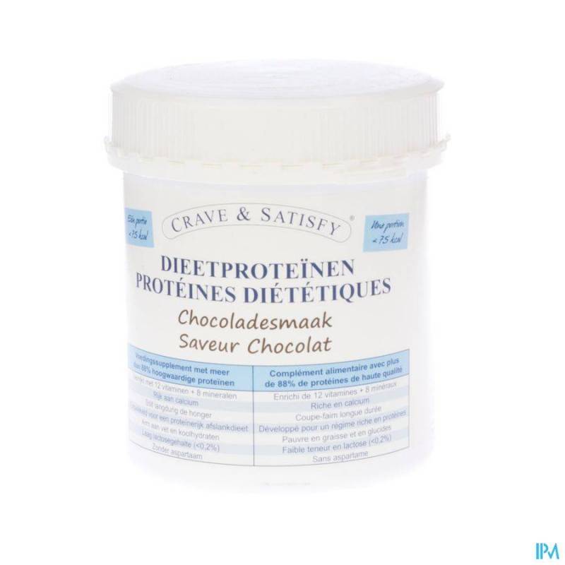 Crave en Satisfy Dieetproteinen Chocola Pot 200g