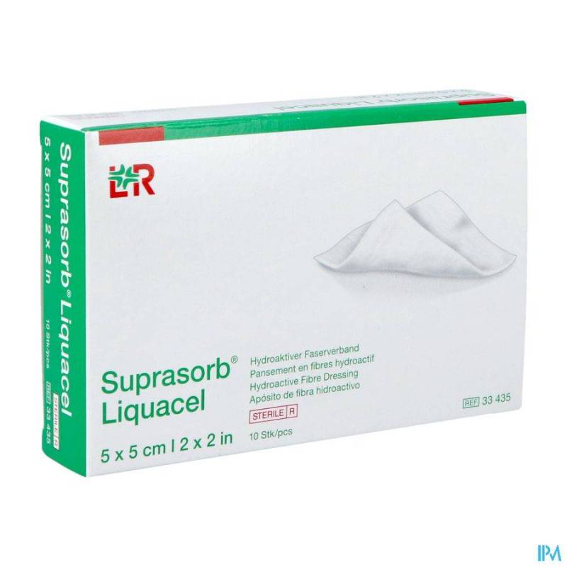 SUPRASORB LIQUACEL PANS FIBRES HYDROACT. 5X 5CM 10