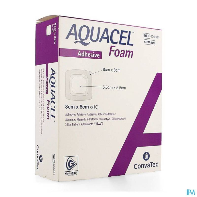 AQUACEL PANS MOUSSE ADH HYDROFIBER 8,0X 8,0CM 10