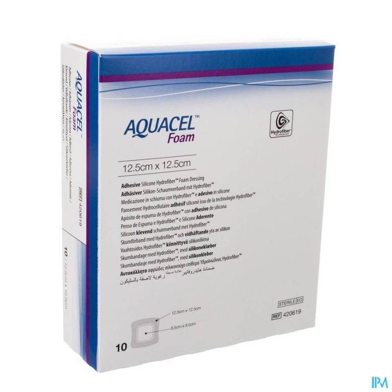 AQUACEL PANS MOUSSE ADH HYDROFIBER 12,5X12,5CM 10