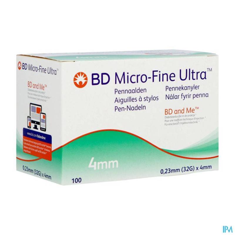 BD MICROFINE ULTRA AIG. STYLO 4MM 32G EASYFLOW 100