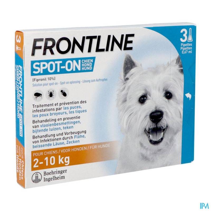 FRONTLINE SPOT ON CHIEN 2-10KG PIPET 3X0,67ML