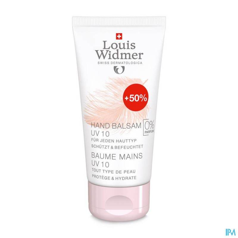 Louis Widmer Handbalsem UV10 Zonder Parfum Promo 50 + 25ml GRATIS