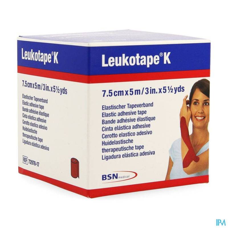 LEUKOTAPE K BANDE ADH ELAST ROUGE 7,5CMX5M 1