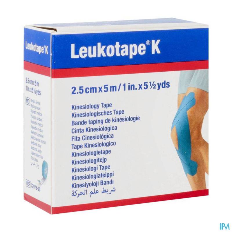 LEUKOTAPE K BANDE ADH ELAST BLEU 2,5CMX5M 1