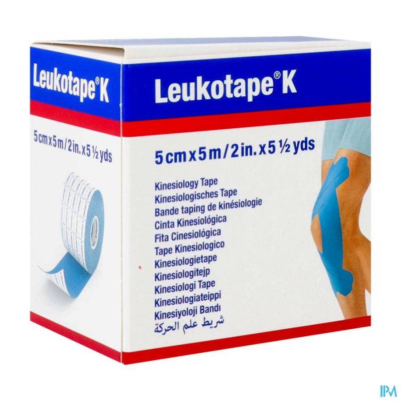 LEUKOTAPE K BANDE ADH ELAST BLEU 5,0CMX5M 1