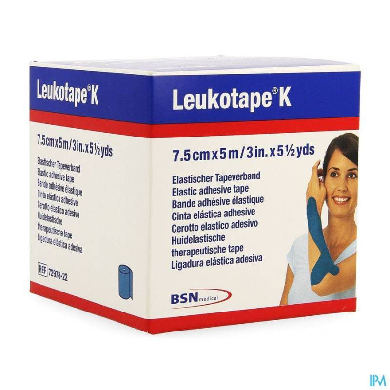 LEUKOTAPE K BANDE ADH ELAST BLEU 7,5CMX5M 1