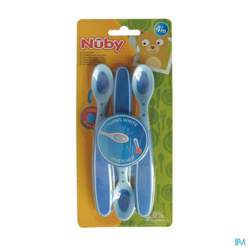 Nuby Cl Lepel Warmtegevoelig Zacht +3m Blauw