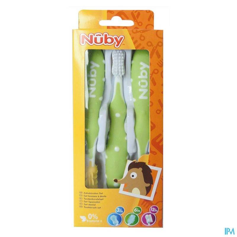 NUBY CL SET BROSSE DENTS +3M BLAUW 3