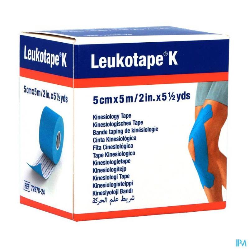 LEUKOTAPE K BANDE ADH ELAST BLEU CLAIR 5CMX5M 1