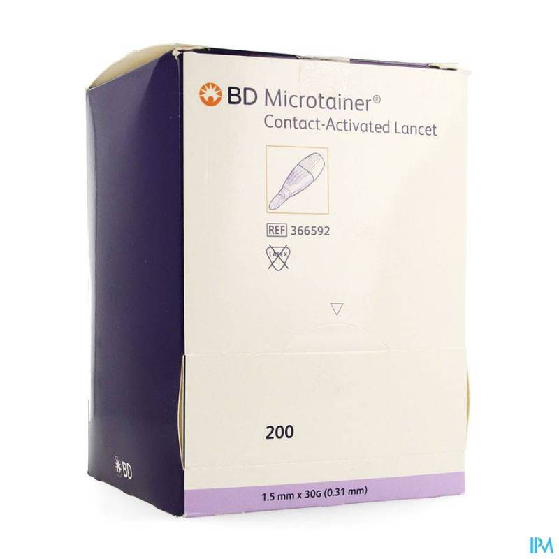 BD MICROTAINER CONTACT ACTIVATED LANCET 200 366592