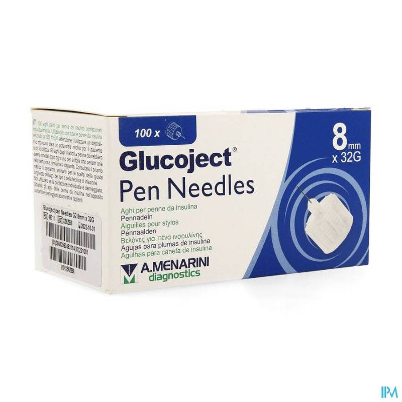 GLUCOJECT PEN NEEDLES 8MM 32G