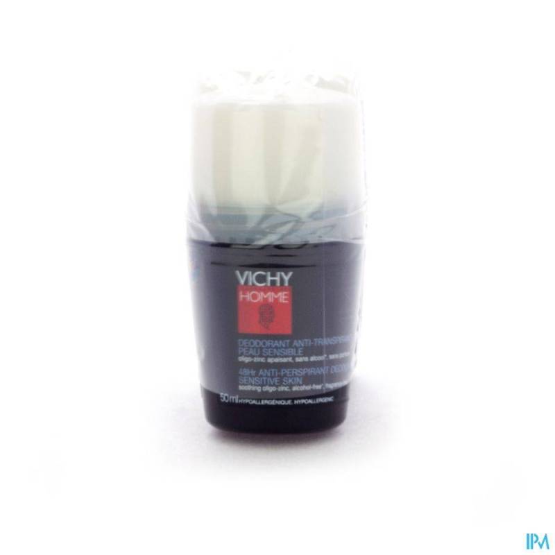 Vichy Homme Deodorant Roller 48u (gevoelige huid) | Duo 2x50ml