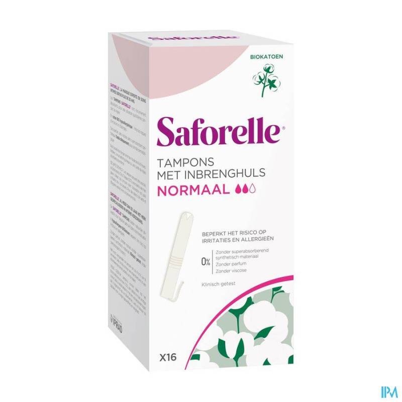 Saforelle Coton Protect Tampons met Inbrenghuls Normaal 16 Stuks