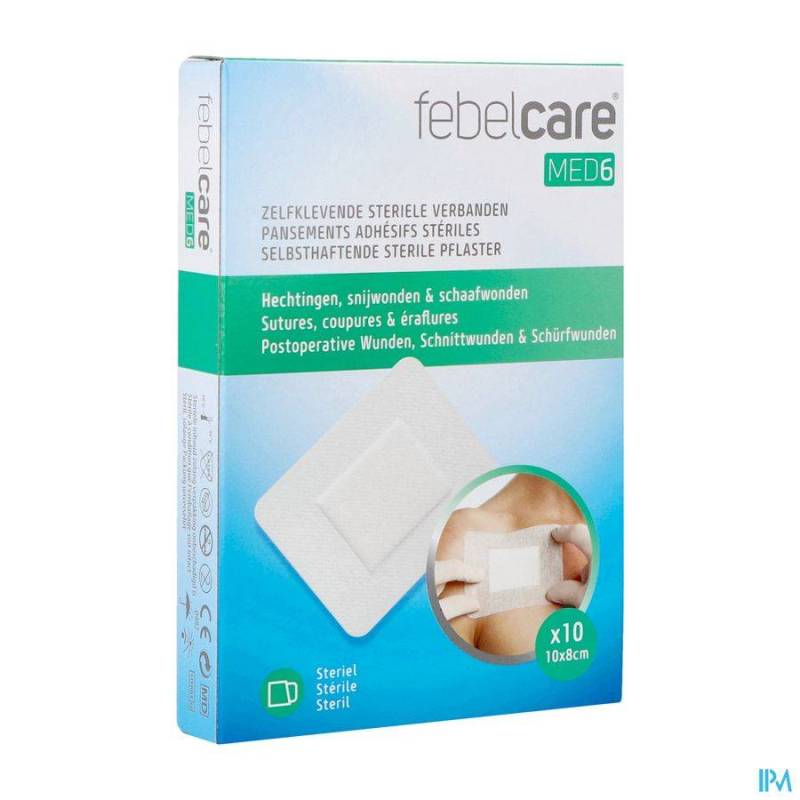 FEBELCARE MED6 ZELFKL.STERIELE VERBAND.10X8CM 10ST