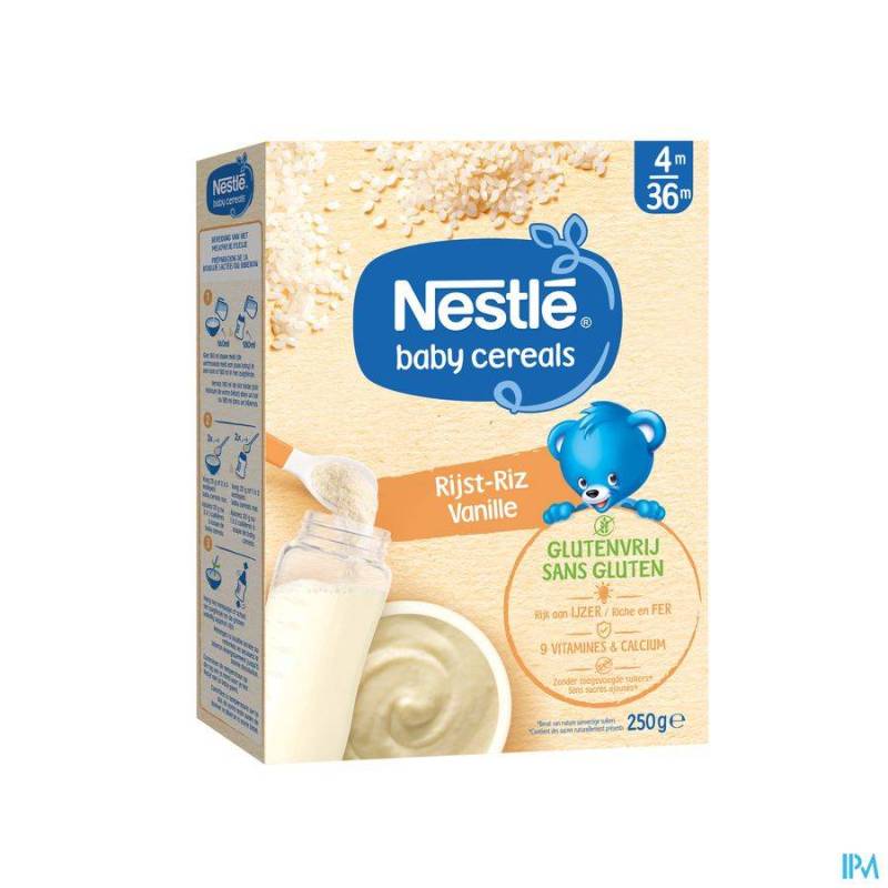 NESTLE BABY CEREALS RIJST VANILLE GLUTENVRIJ 250G