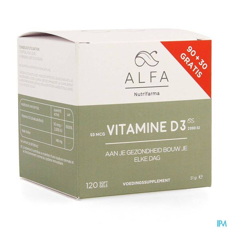 Alfa Vitamine D3 90 + 30 Softgels GRATIS