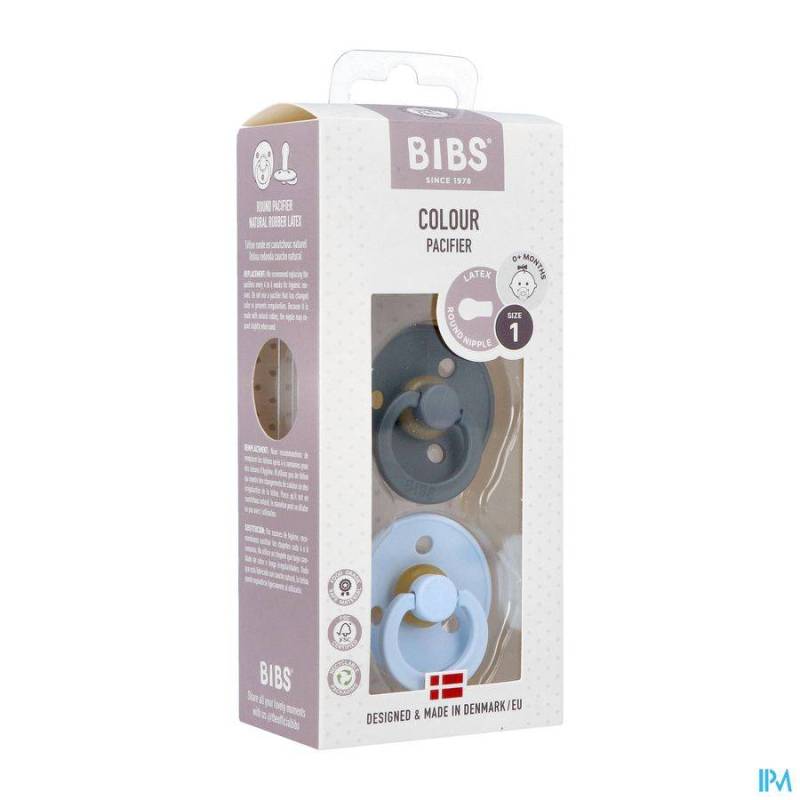 Bibs Fopspeen Duo Iron/Baby Blue 0-6M 2 Stuks