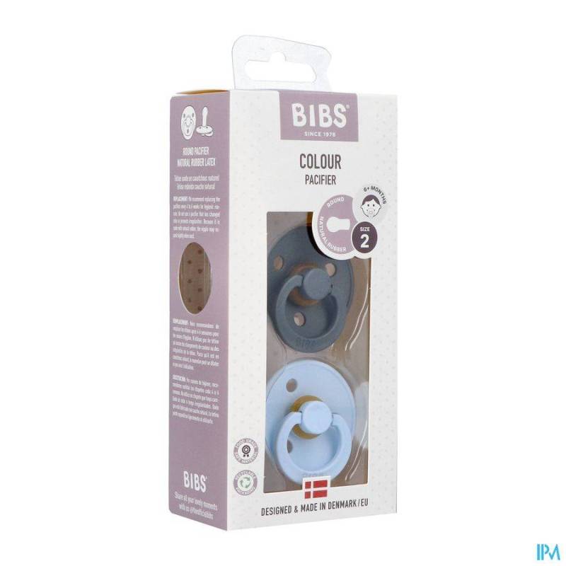 Bibs Fopspeen Duo Iron/Baby Blue 6-18M 2 stuks