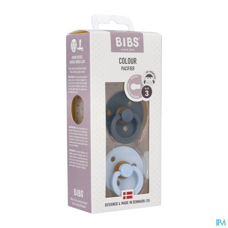 Bibs Fopspeen Duo Iron/Baby Blue +18M 2 Stuks