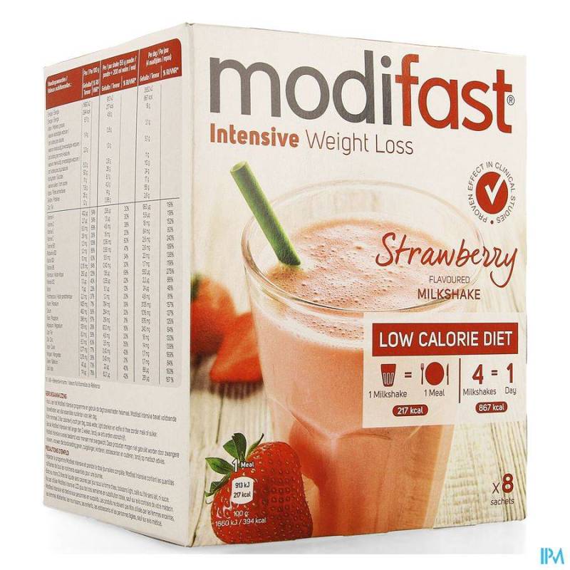 MODIFAST STRAWBERRY FLAVOURED MILKSHAKE 8X55G