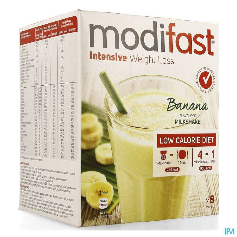 MODIFAST BANANA FLAVOURED MILKSHAKE 8X55G