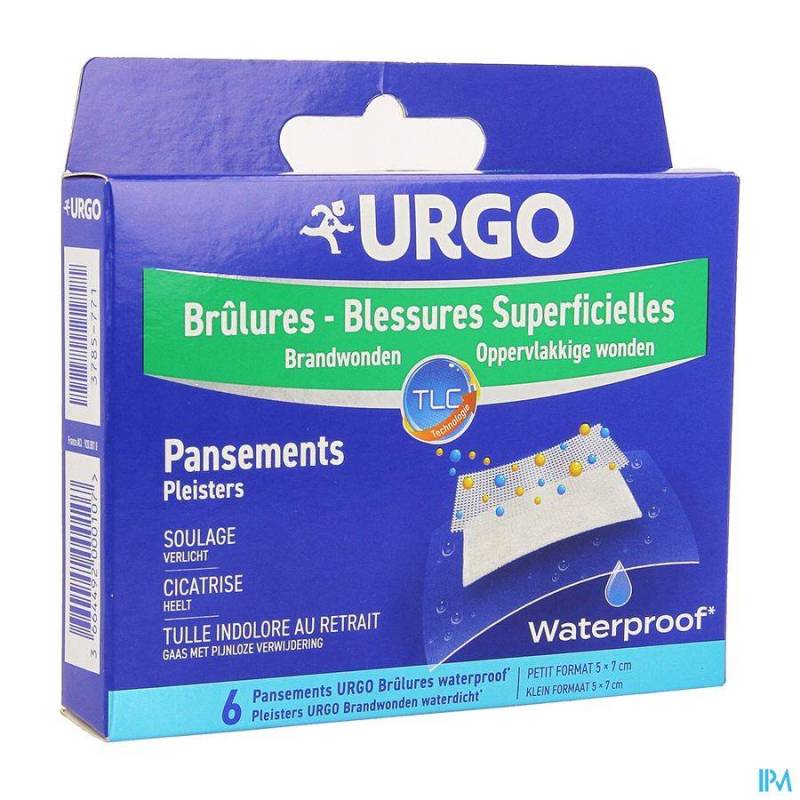 URGO BRULURES SUPERFICIELLES WTP PANSEMENT 5X7CM 6