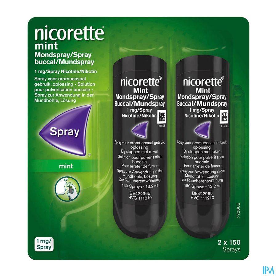 NICORETTE MINT SPRAY BUCCAL 2X150 SPRAYS 1MG/SPRAY