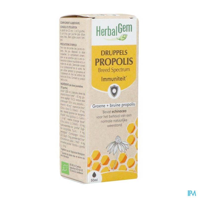 HerbalGem Propolis Breed Spectrum Keel Druppels Bio 50ml