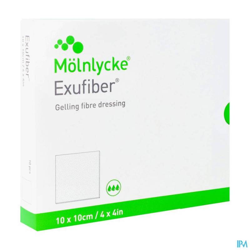 EXUFIBER AG GELLING FIBRE DRESSING 10 X 10CM 10