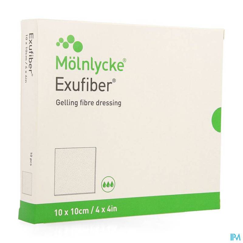 EXUFIBER GELLING FIBRE DRESSING 10 X 10CM 10