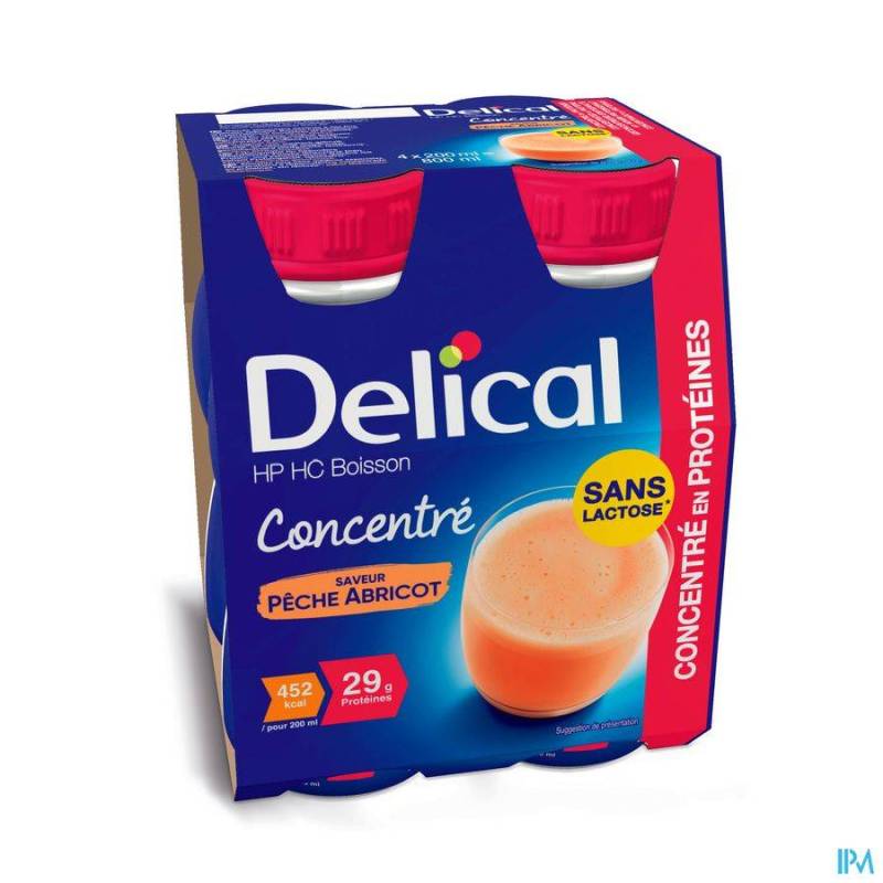 DELICAL HP HC BOISSON CONC. PECHE ABRICOT 4X200ML