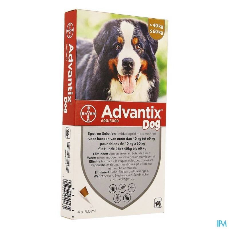 ADVANTIX DOG SPOT-ON Oplossing HOND 40-60KG PIPET 4X6ML