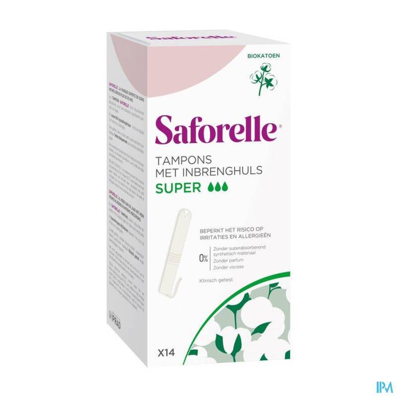 SAFORELLE COTON PROTECT TAMPONS INBRENGH. SUPER 14