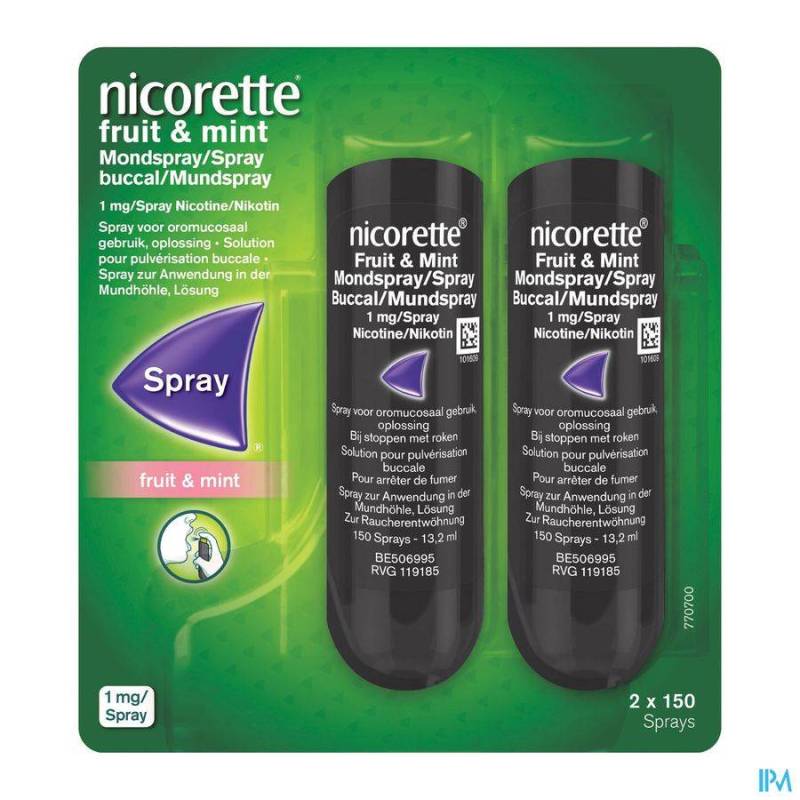 Nicorette Fruit en Mint 1 Mg Spray 2x150 Dosissen