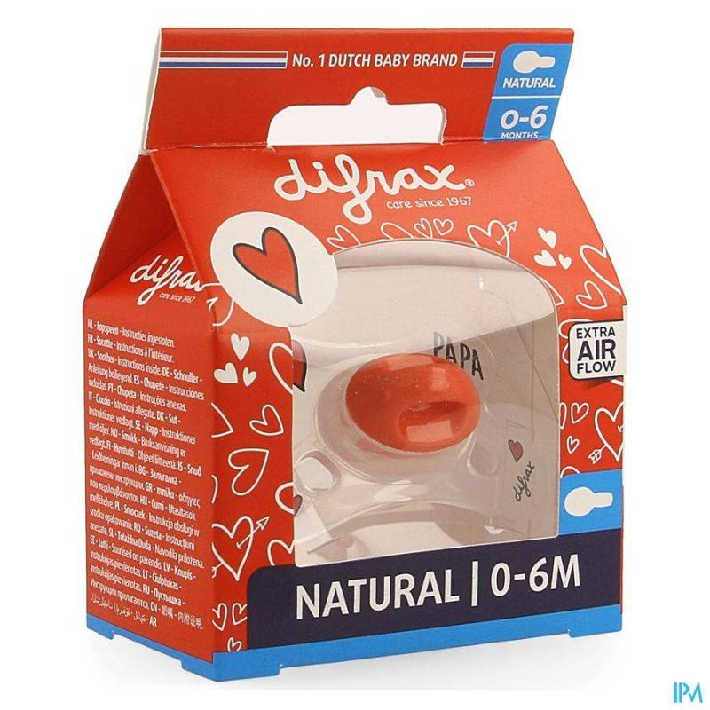 Difrax Fopspeen Natural I Love Mama 0-6M 1 Stuk