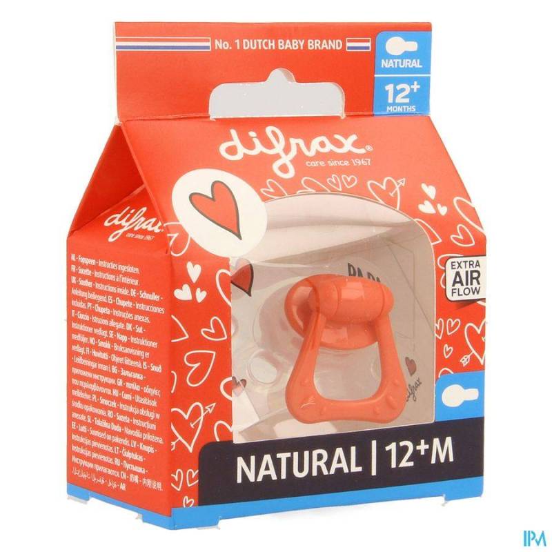 Difrax Fopspeen Natural I Love Mama 12M+ 1 Stuk