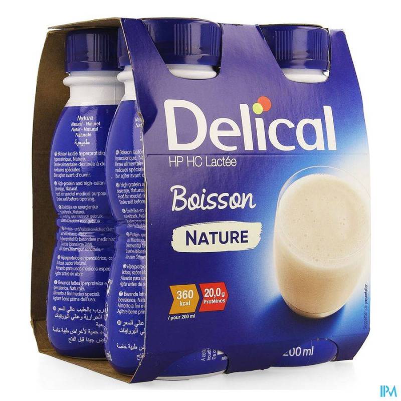 DELICAL MELKDRANK HPHC NATUUR 4X200ML NF